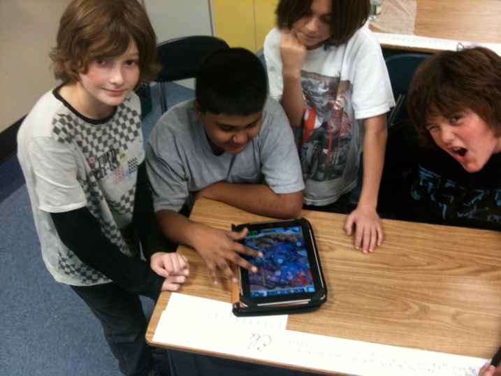 kids playing teachers with apps